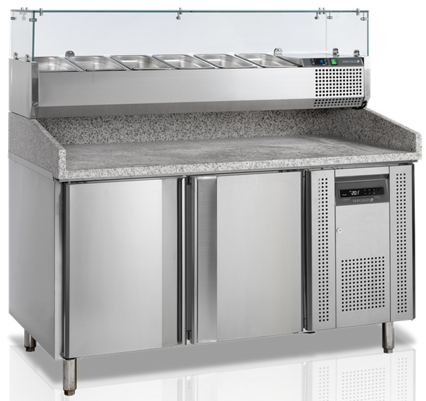 Tefcold pizza prep counter with bain marie PT1200 + VK38-150
