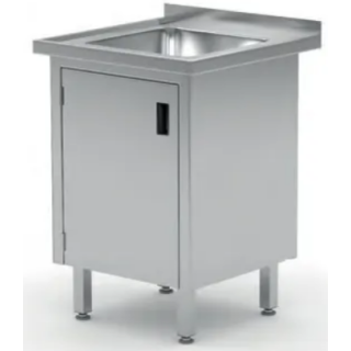 Hendi welded sink table with hinged door cabinet and sink basin 500x600x850mm