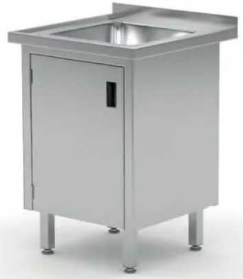 Hendi welded sink table with hinged door cabinet and sink basin 600x700x850mm