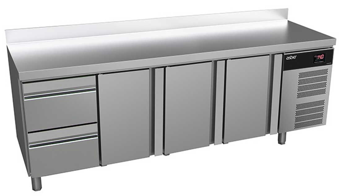 Asber 3 door and 2 drawer counter fridge ATP-7-225-32