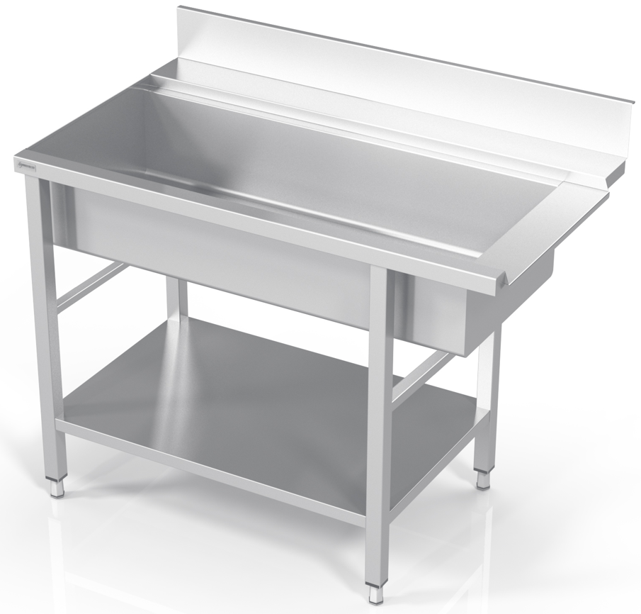 Dishwasher table with large sink and shelf PV1-PL0-100/70/90