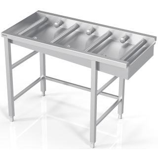 Dishwasher table with half and full rollers PM0-PR0-100/70/90