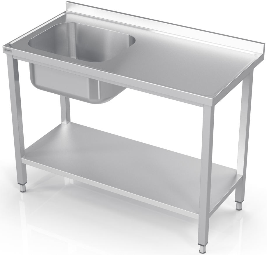 Stainless steel table with sink and shelf 60/70/85