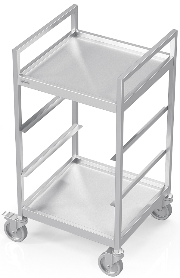 Trolley for 4 dishwasher cartridges with 2 shelves
