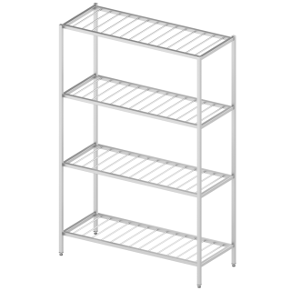 Welded rack with 4 bar shelves