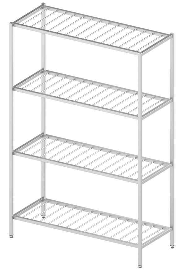 Welded rack with 4 bar shelves